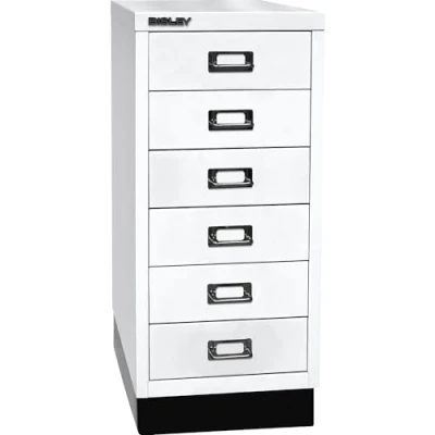 Abbildung von BISLEY MultiDrawer, 29er Serie mit Sockel, DIN A4, 6 Schubladen, Metall, 696 Verkehrsweiß, 38 x 27.9 67 cm