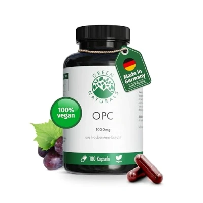 Abbildung von OPC Hochdosiert: 1250mg Traubenkernextrakt mit 1000mg je Tagesdosis Vegan &amp; ohne Zusatzstoffe Apothekenqualität Green Naturals®