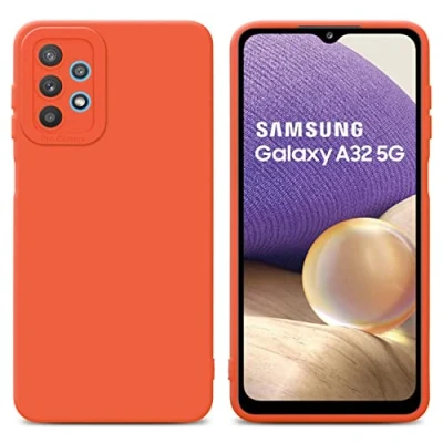 Abbildung von Cadorabo Hülle kompatibel mit Samsung Galaxy A32 5G Schutzhülle TPU Silikon Case Liquid Design Kameraschutz Slim Kratzfest Weiche Gummi Rundumschutz für in Orange