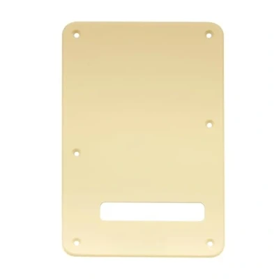 Abbildung von Musiclily 6 Löcher Strat Tremoloabdeckung Back Plate für Fender USA/Mexican Standard Stratocaster Modern Style E Gitarre,1 lagig Crème