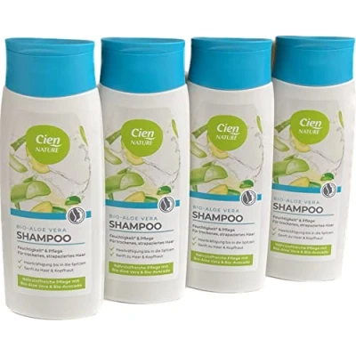 Abbildung von Cien Nature NATURKOSMETIK Bio Aloe Vera Shampoo für trockenes, strapaziertes Haar, 4er Pack (4 x 200 ml)