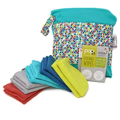 Abbildung von Close Popin Wiederverwendbare Bambus Tücher, 10 x waschbare Babytücher, 20 15 cm, Farben, extra weich, wiederverwendbar, für Babyhände, Gesicht, hell