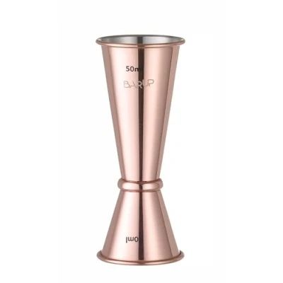Abbildung von Hendi Barmaß, Messbecher, Doppelmaß: 2,5cl und 5,0cl, mit Befestigungsring für mehr Gewicht Stabilität, 45x(H)112mm, verkupfertem Edelstahl