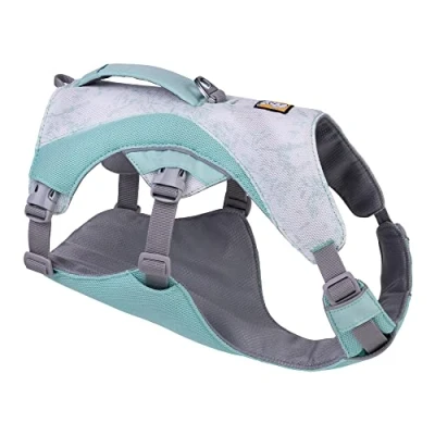 Abbildung von RUFFWEAR Swamp Cooler Hundegeschirr und Griff, leichte Laufausrüstung hält Haustiere bei heißem Wetter kühl, Verstellbar, stark kühlend, 2 Leinen Portale, Sage Green (XX Small, 33 43cm)