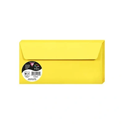 Abbildung von Clairefontaine 5565C Packung mit 20 Umschläge Pollen, Format DL, 110 x 220 mm, 120g, ideal für Einladungen und Korrespondenz, Sonnengelb, 1 Pack