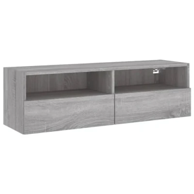 Abbildung von vidaXL TV Wandschrank, Schrank mit viel Stauraum, Wandmontage Fernsehschrank Regal, Hängeschrank Möbel, Modern, Grau Sonoma Holzwerkstoff