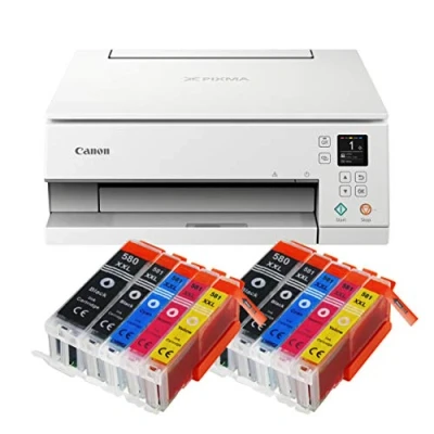 Abbildung von IC Office TS6351a Farbtintenstrahl Multifunktionsgerät All in One 3 1 (Drucker, Scanner, Kopierer, USB, WLAN, Apple AirPrint) Weiß + 10 XXL Tintenpatronen