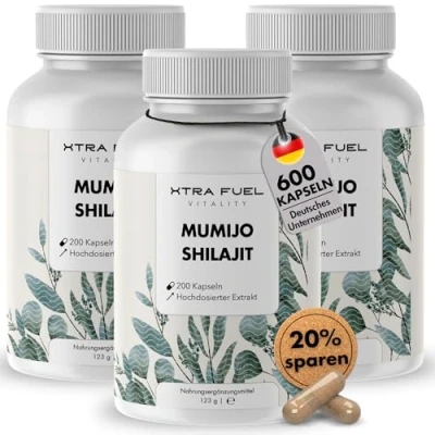 Abbildung von XTRA FUEL Shilajit Kapseln 200x Mumijo Preis Leistungs Sieger Kapseln, 369 g