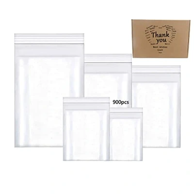 Abbildung von newlng 900pcs Druckverschlussbeutel Klein Zipper Beutel Set Wiederverschliessbar Wasserdichter Plastikbeutel Verschließbar Tütchen Polybeutel mit Druckverschluß 5 Größen kleine Taschen Kunststoff