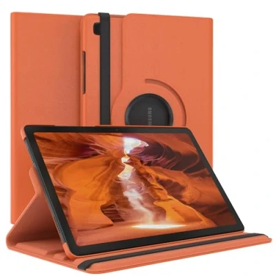 Abbildung von EAZY Case Tablet Hülle für Samsung Galaxy Tab A7 Schutzhülle 10.4 Zoll Smart Cover Rotationcase zum Aufstellen Klapphülle 360 drehbar mit Standfunktion Tasche Kunstleder Orange