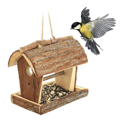 Abbildung von relaxdays Vogelhaus Holz Vogelfutterhaus zum Aufhängen