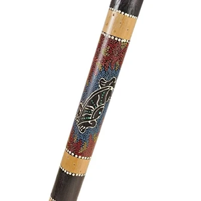 Abbildung von Regenmacher Rainstick Rainmaker Bambus Percussion Rhythmus bemalt Aborigine Dot Painting (80 cm)