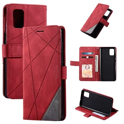 Abbildung von QiongniAN Kompatibel mit Samsung Galaxy A41,Kompatibel SM A415F/DSN A41 2020 / A415F/DSM A415F/DS A415F Hülle Klapphülle Handytasche Case Red