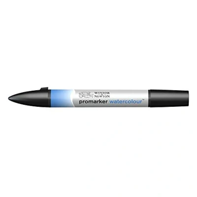 Abbildung von Winsor &amp; Newton 0201401 Aquarellmarker 2 Spitzen, Pinsel und feiner Spitze, lichtecht, hochpigmentierte Aquarellfarben für Kalligrafie, Zeichnungen Mittelblau