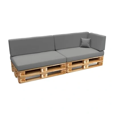 Abbildung von POKAR Palettenkissen Wasserdicht Palettenauflagen mit abnehmbarem Bezug Palettenmöbel Palettensofa 6er Set: Sitzkissen 120x80 + Rückenlehne 120x40, Grau