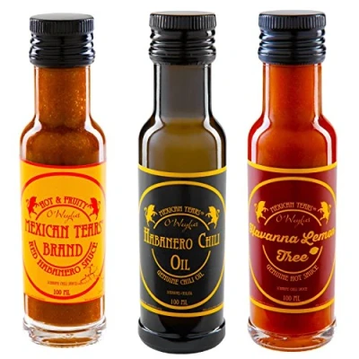 Abbildung von Mexican Tears® 3er Pack scharfe Sauce &amp; Chiliöl aus Chili Meersalz, perfekt als Grill Zubehör für BBQ Sauce, Pulled Pork zum Aufpeppen von Magic Dust [3x100ml Sauce]