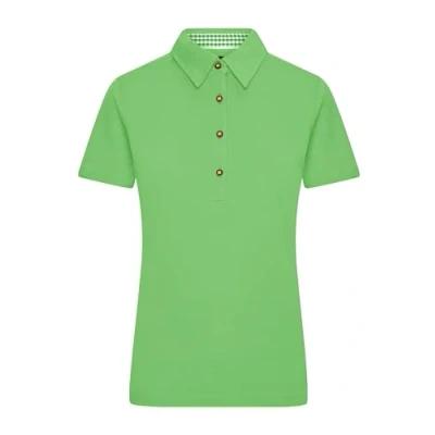 Abbildung von James &amp; Nicholson Damen Trachtenpoloshirt Tailliertes Poloshirt im Trachten Design Farbe: Lime Green/Lime Green White Grösse: XL