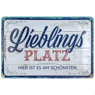Abbildung von Nostalgic Art Retro Blechschild, 20 x 30 cm, Lieblingsplatz Geschenk Idee für Dein Zuhause, aus Metall, Vintage Design mit Spruch, Blechschilder Sprüche