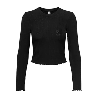 Abbildung von ONLY Damen ONLKISSER L/S Short TOP CC JRS Langarmshirt, Black, L