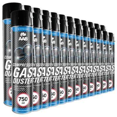 Abbildung von AAB Druckluftspray 24 x 750ml, Druckgasreiniger, Druckluft aus der Dose für die Reinigung von Tastatur, PC, Keyboard, Kopierer, Computergehäuse, Druckluftreiniger, Air Duster, Reinigungsspray