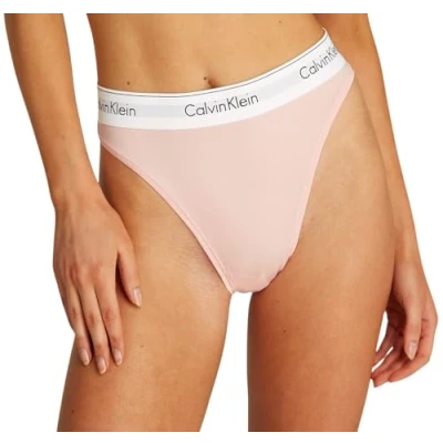 Abbildung von Calvin Klein Damen Brazilian Slip High Leg mit Logobund, Rosa (Buff Pink), L