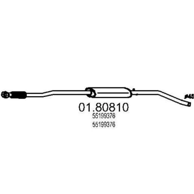 Abbildung von MTS 01.80810 Mittelschalldämpfer 2030mm LANCIA: Musa, Ypsilon II, FIAT: Idea