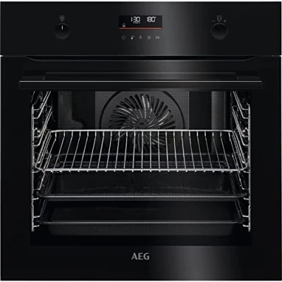 Abbildung von AEG BPE535060B Einbau Backofen / Pyrolyse Selbstreinigung Serie 6000 mit Ringheißluft: gleichmäßige Garergebnisse auf 3 Ebenen Made in Germany 45 Automatikprogramme LED Touchdisplay Schwarz