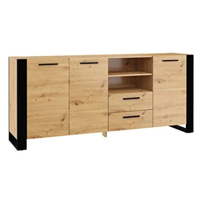 Abbildung von BIM Furniture Kommode Nuka D 197 cm Sideboard Highboard Schrank Schwarze handwerkliche Eiche