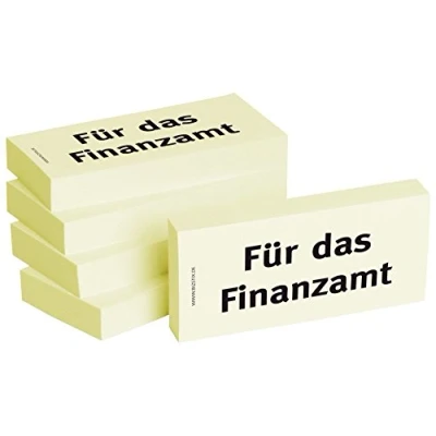 Abbildung von Bizstix Haftnotizen 75x35mm gelb &#039;Für das Finanzamt&#039; VE=5 Blöcke