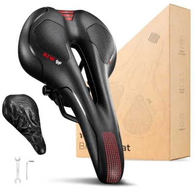 Abbildung von YOUNGDO Fahrradsattel, Gel Fahrradsitz, breiter, weicher, komfortabel atmungsaktiv stoßdämpfend, Ergonomisch Fahrrad Sattel mit wasserdichte Abdeckung