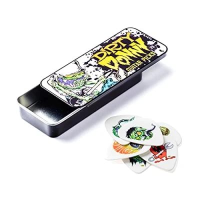 Abbildung von JIM DUNLOP Plektrum Dirty Donny, Schachtel aus Metall mit 6 Stück, Weiß, 0,73mm