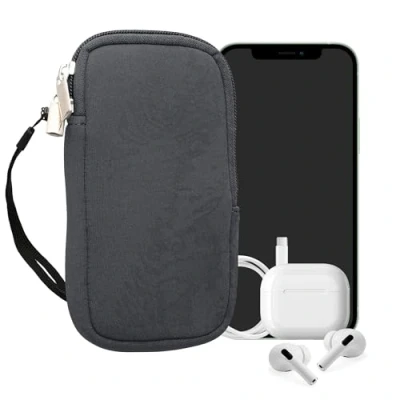 Abbildung von kwmobile Handytasche für Smartphones M 5,5&quot; Neopren Handy Hülle Blaugrau Tasche 15,2 x 8,3 cm Innenmaße