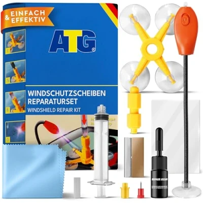 Abbildung von ATG® Praktisches Steinschlag Reparatur Set mit UV Lampe Universelles Auto Glas Profi Windschutzscheibe Reparaturset Schnell einfach