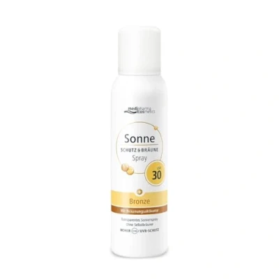 Abbildung von Medipharma Sonnenaktivator Bronze Aerosol Spray LSF 30 leichte und transparente Formulierung wasserfest 150 ml