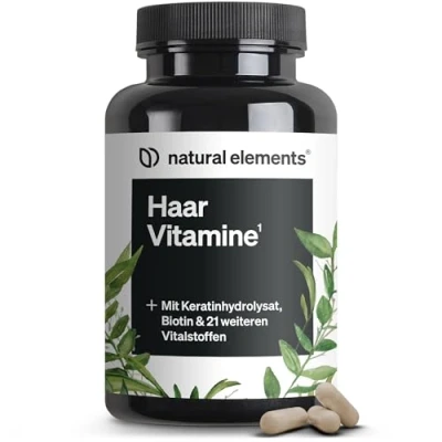Abbildung von Haar Vitamine 180 Kapseln hochdosiert mit Keratin, Biotin, Selen, Zink, Hirseextrakt, B Vitaminen &amp; mehr für Haare, Haut Nägel in Deutschland produziert laborgeprüft St
