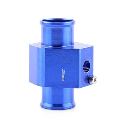 Abbildung von Universal Wassertemperatursensor Adapter Auto Aluminium Wassertemperatur Verbindungsrohrschlauch Temperatursensor Blau(28MM)