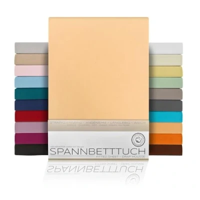 Abbildung von Beautex Spannbettlaken Spannbetttuch Bettlaken aus gekämmter Baumwolle Premium Jersey 160g/m², Jersey, Gummizug: rundum, (1 Stück)