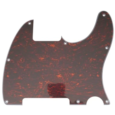 Abbildung von Musiclily 8 Löcher Schlagbrett Pickguard für Fender USA/Mexican Telecaster Esquire E Gitarre,4 lagig Red Tortoise