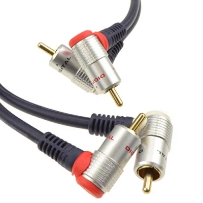 Abbildung von kenable Reines Kupfer OFC Rechts abgewinkelt 2 x Chinch Cinch Zum Kabel 1,5 m [1.5 Meter]