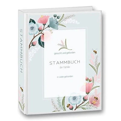 Abbildung von Stammbuch der Familie personalisiert Stammbuchmappe Norem A5 ca. 19 x 23 cm Familienstammbuch Stammbücher Watercolor Blütenranke