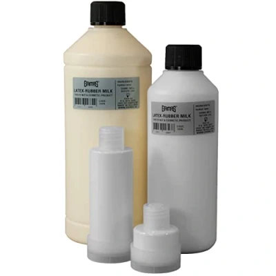 Abbildung von GRIMAS Latexmilch, 1000ml, professionelles flüssiges Latex zur Erstellung von Special Make Up, Zombies, Halloween, Wunden, Narben, FX Schminke und Abgüssen, trocknet transparent, Latexrubber milk