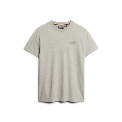 Abbildung von Superdry Herren Essential T Shirt aus Bio Baumwolle mit Logo Grau Meliert Gesprenkelt XXXL