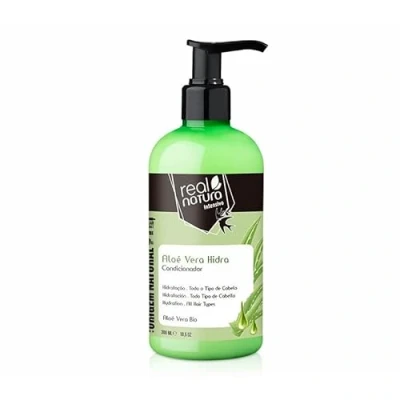 Abbildung von Real Natura Conditioner ohne Salz, intensive Feuchtigkeitsversorgung, Aloe Vera Weichheit und Glanz für alle Haartypen 300 ml natürliche Pflege