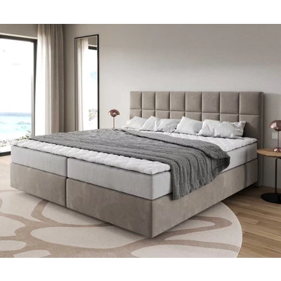 Abbildung von Boxspringbett Dream Fine Mikrofaser Beige 200x200 cm mit Taschenfederkernmatratze und Topper Visco