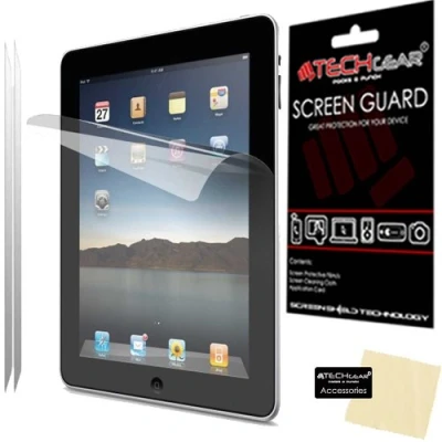 Abbildung von TECHGEAR [2 Stück Displayschutz für iPad 4 3 &amp; 2 Ultra Klare Schutzfolie (4. Gen.) (3. (2. mit Reinigungstuch + Applikationskarte