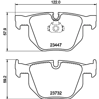 Abbildung von HELLA 8DB 355 013 941 Bremsbelagsatz für Verschleißwarnanzeiger vorbereitet BMW: X5, X6
