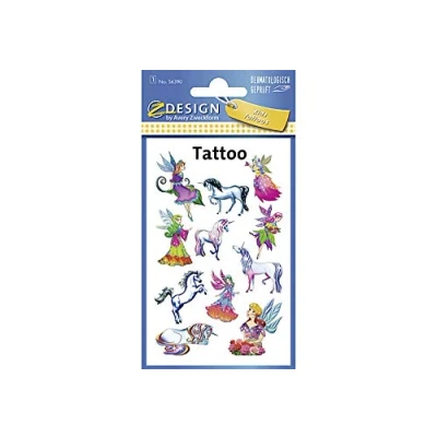Abbildung von AVERY Zweckform 56390 Tattoo Kinder 11 Stück (Temporäre Tattoos Elfen, wasserfest, Klebetattoos, Kindergeburtstag, Mitgebsel, Partyspiele Preise, zum Spielen, Mädchen)