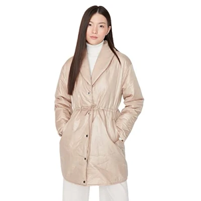Abbildung von Trendyol Damen Women&#039;s Oversize Puffer Plain Woven Fabric Winter Jacket Coat, Hellbraun, L EU
