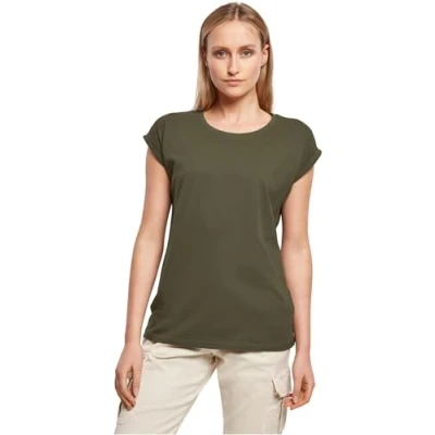 Abbildung von Build Your Brand Damen Ladies Extended Shoulder Tee T Shirt, Olive, S EU