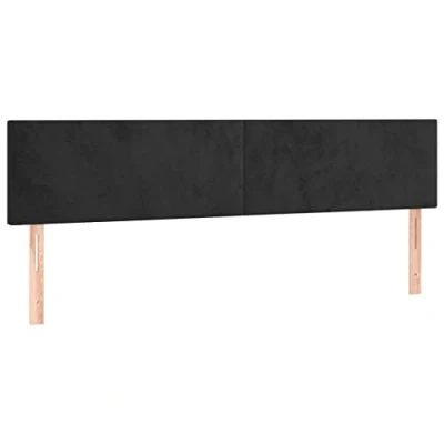 Abbildung von vidaXL LED Kopfteil Polsterkopfteil Bettkopfteil Betthaupt für Bett Bettrahmen Bettgestell Schlafzimmer Bettzubehör Schwarz 200x5x78/88cm Samt